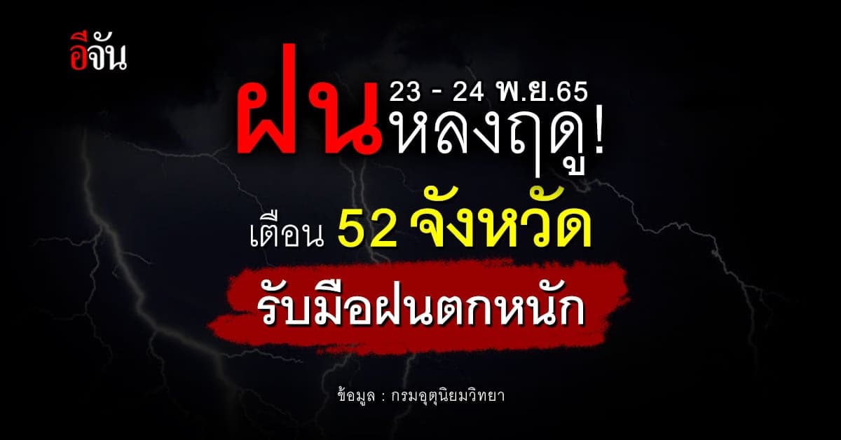 พยากรณ์อากาศวันนี้ กรมอุตุฯ เตือน 52 จังหวัด รับมือฝนตกหนัก