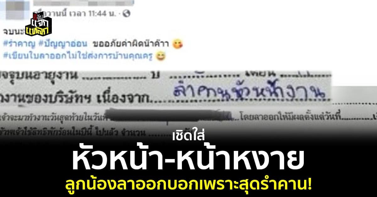 กลายเป็นไวรัลอีกครั้ง ประเด็นสาวเขียนใบลาออก บอกเหตุผล รำคาญหัวหน้า