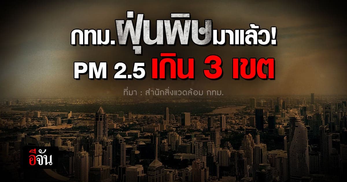 ระวัง! กทม.ฝุ่น PM 2.5 เกิน 3 เขต