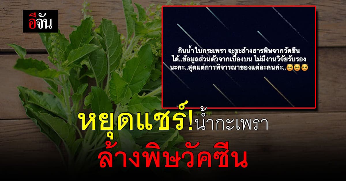 ข่าวปลอม! อย่าเชื่อน้ำกะเพราล้างพิษวัคซีน