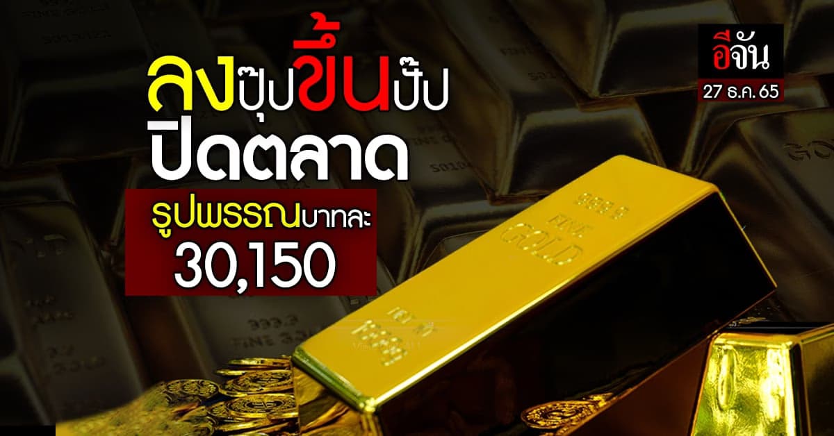 ราคาทองคำวันนี้ (27 ธ.ค.65) ปรับ 2 ครั้ง ขึ้น-ลง 50 บาท รูปพรรณ 30,150