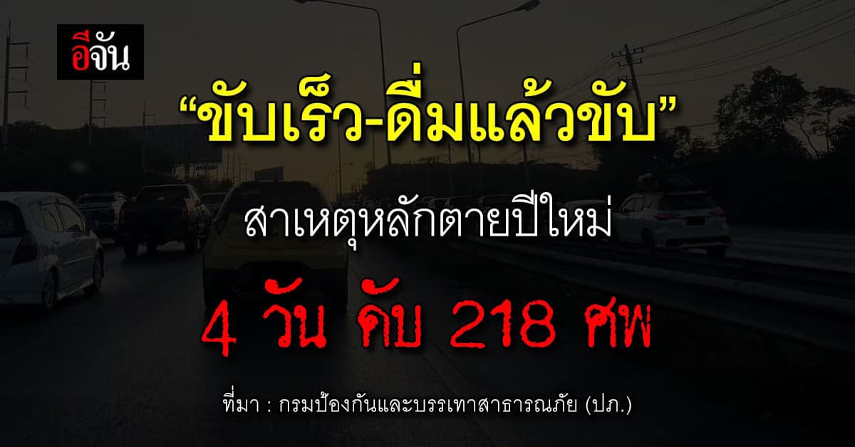 ปีใหม่! 4 วันอันตราย ดับแล้ว 218 ศพ