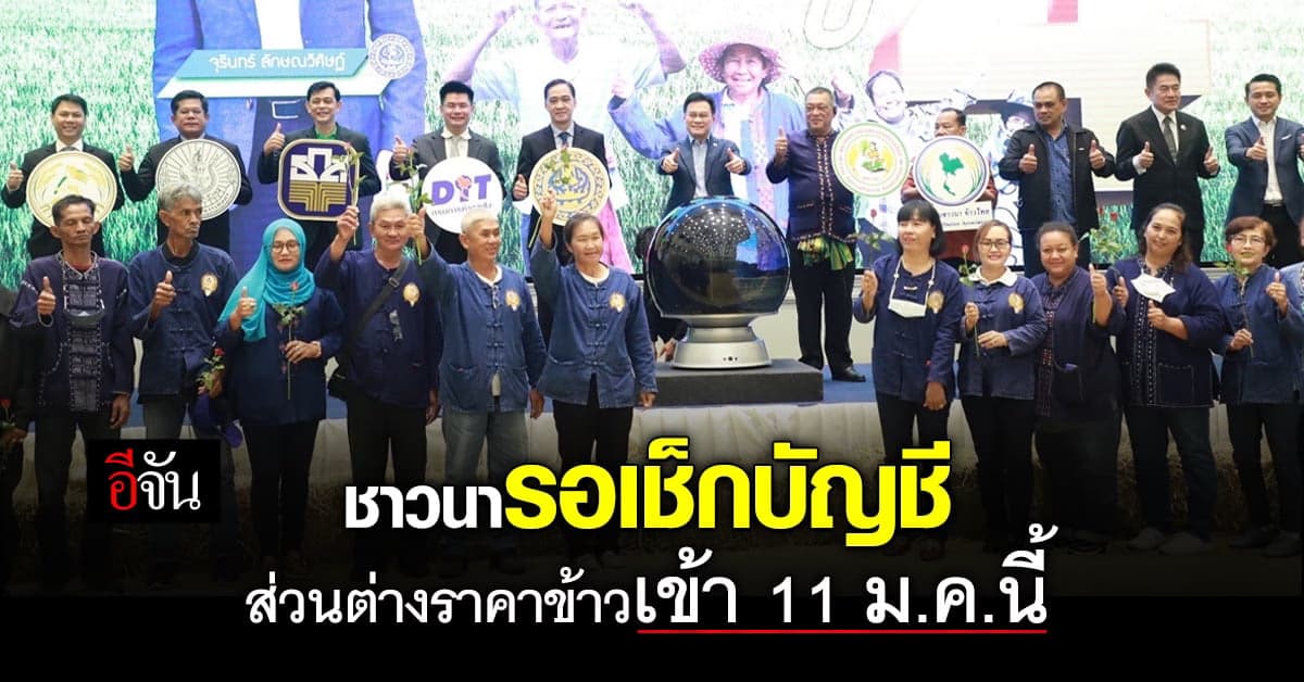 ชาวนาเฮ! เงินประกันรายได้ข้าว งวด 13 เข้าบัญชี 11 ม.ค.นี้