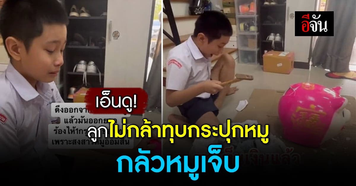 เอ็นดู แม่ให้ทุบกระปุกหมูมานับ ลูกชายร้องไห้ทำใจไม่ได้กลัวหมูเจ็บ