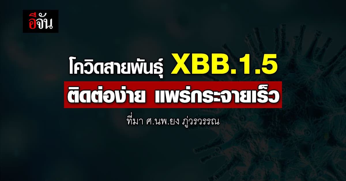 หมอยง เผยโควิดสายพันธุ์ XBB.1.5 สายพันธุ์นี้ติดต่อง่าย แพร่กระจายเร็ว