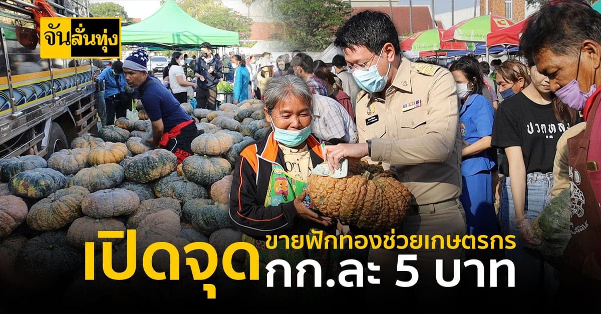 โคราช ช่วยเหลือพี่น้องเกษตรกร เปิดจุดขายฟักทอง กก.ละ 5 บาท