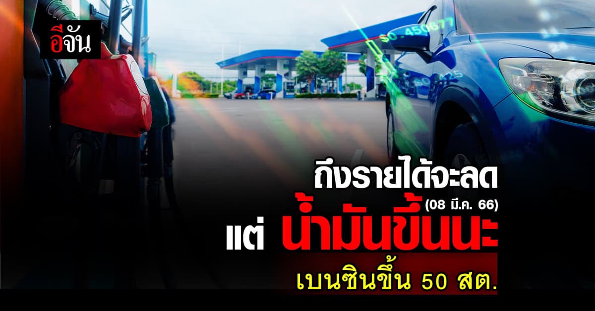ใครจะเติมรีบเลย เบนซินขึ้น 50 สต. มีผลเช้าตรู่ 8 มี.ค.66 เวลา 05.00 น.