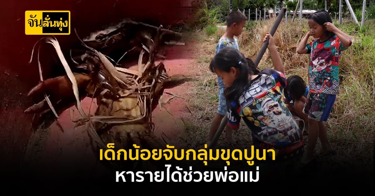 เอ็นดูเด็กน้อย! ใช้เวลาว่างช่วงปิดเทอม ขุดปูนา สร้างรายได้ช่วยพ่อแม่