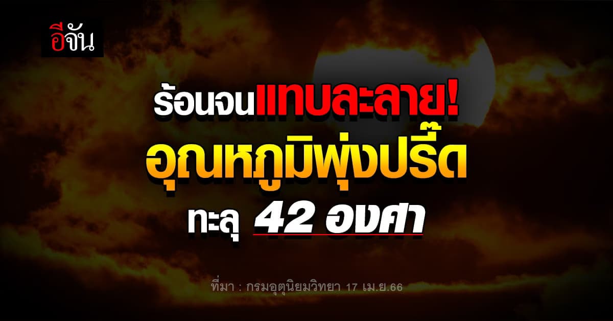 สภาพอากาศวันนี้ 17 เม.ย.66 ประเทศไทยอากาศร้อนถึงร้อนจัด
