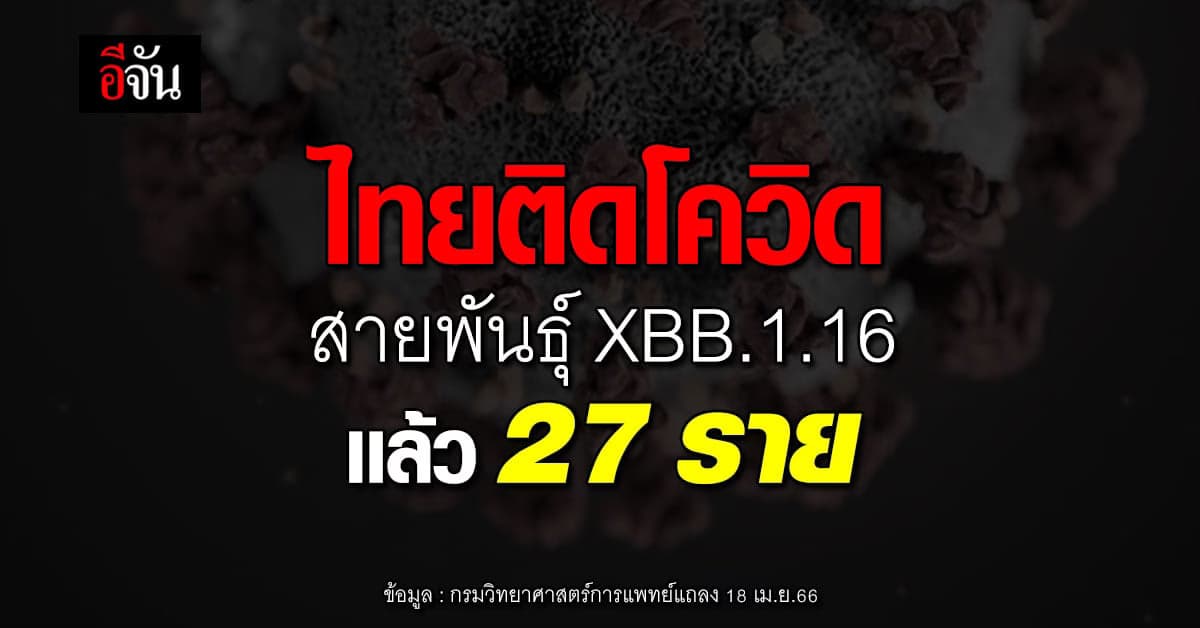 โควิด สายพันธุ์ XBB.1.16 ไทยติดเเล้ว 27 ราย