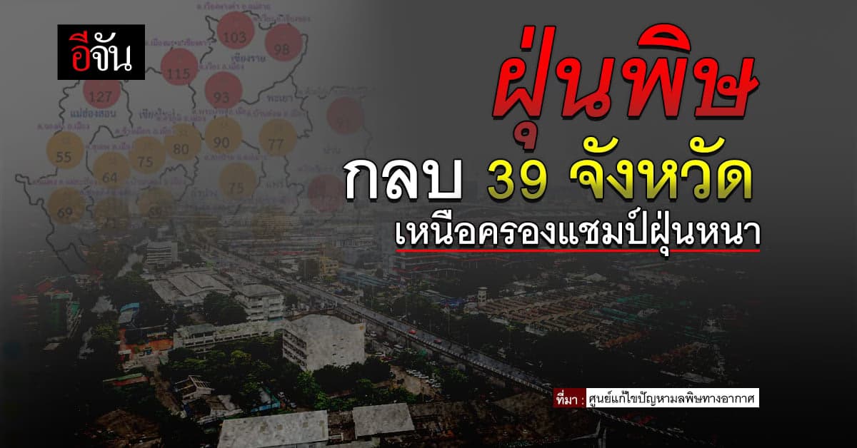ฝุ่น PM 2.5 กลบ 39 จังหวัด ภาคเหนือครองแชมป์ฝุ่นหนา