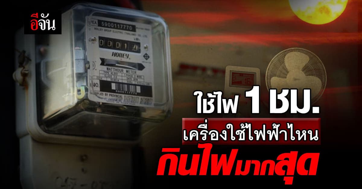 เทียบชัด ใช้ไฟนาน 1 ชม.เครื่องใช้ไฟฟ้าไหน กินไฟสุด