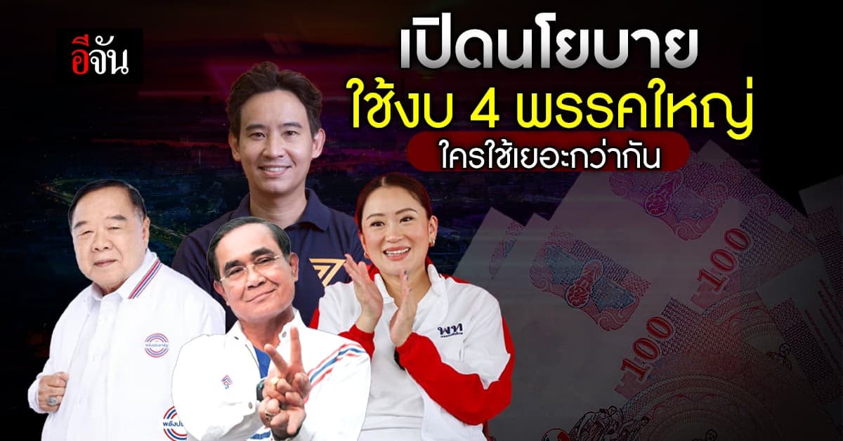 เปิดชื่อ 4 พรรคการเมือง วางนโยบาย ใช้งบเกินพันล้านบาท