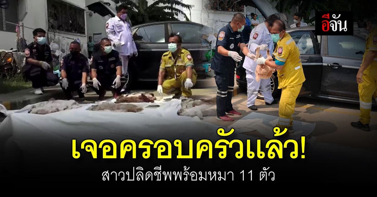 เจอญาติเเล้ว ! สาวปลิดชีพ พร้อมหมา 11 ตัว