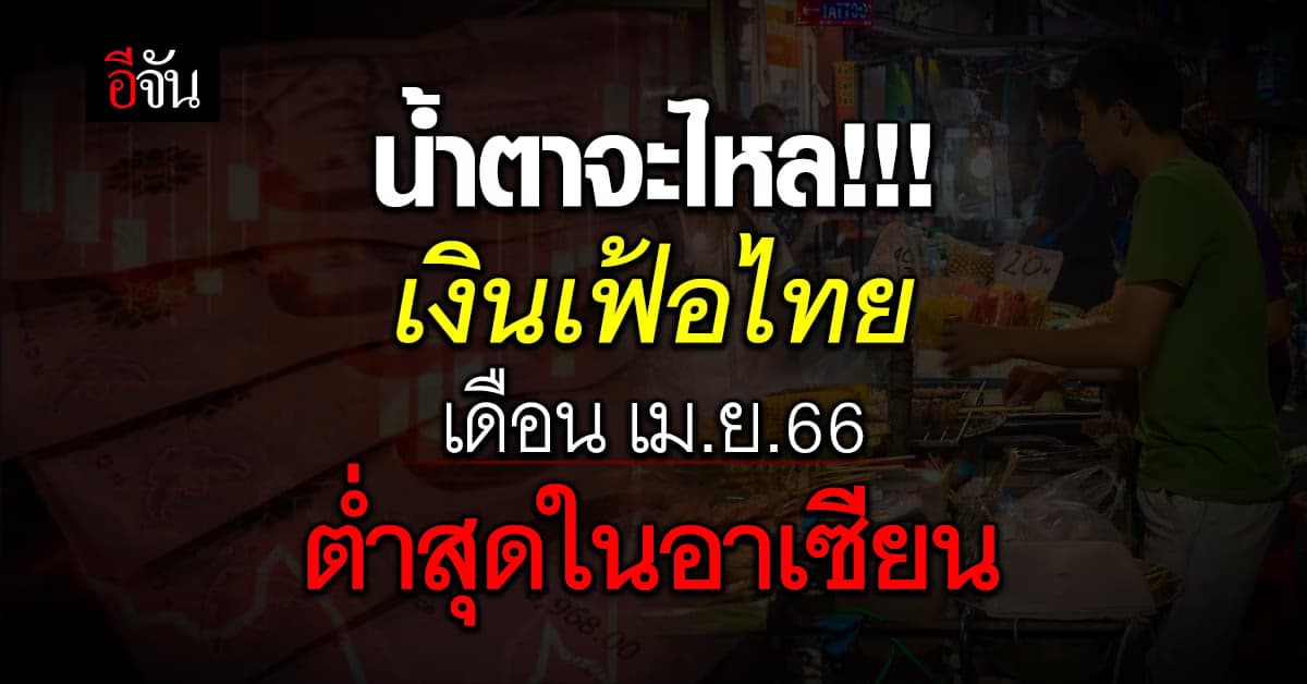 เงินเฟ้อไทย เดือน เม.ย.66 เบาสุดในอาเซียน ต่ำสุดเบอร์ 14 ของโลก