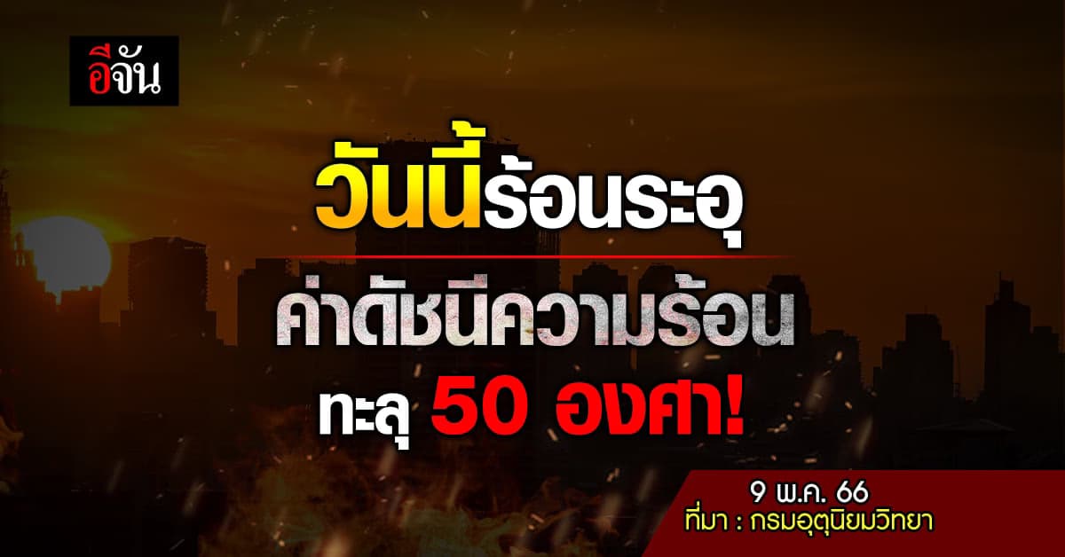อุตุฯ เผย ค่าดัชนีความร้อนประเทศไทย บางพื้นที่ พุ่งสูงทะลุ 50 องศา!