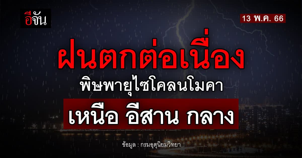 สภาพอากาศวันนี้ 13 พ.ค.66 ไทยรับผลกระทบ พายุไซโคลน โมคา