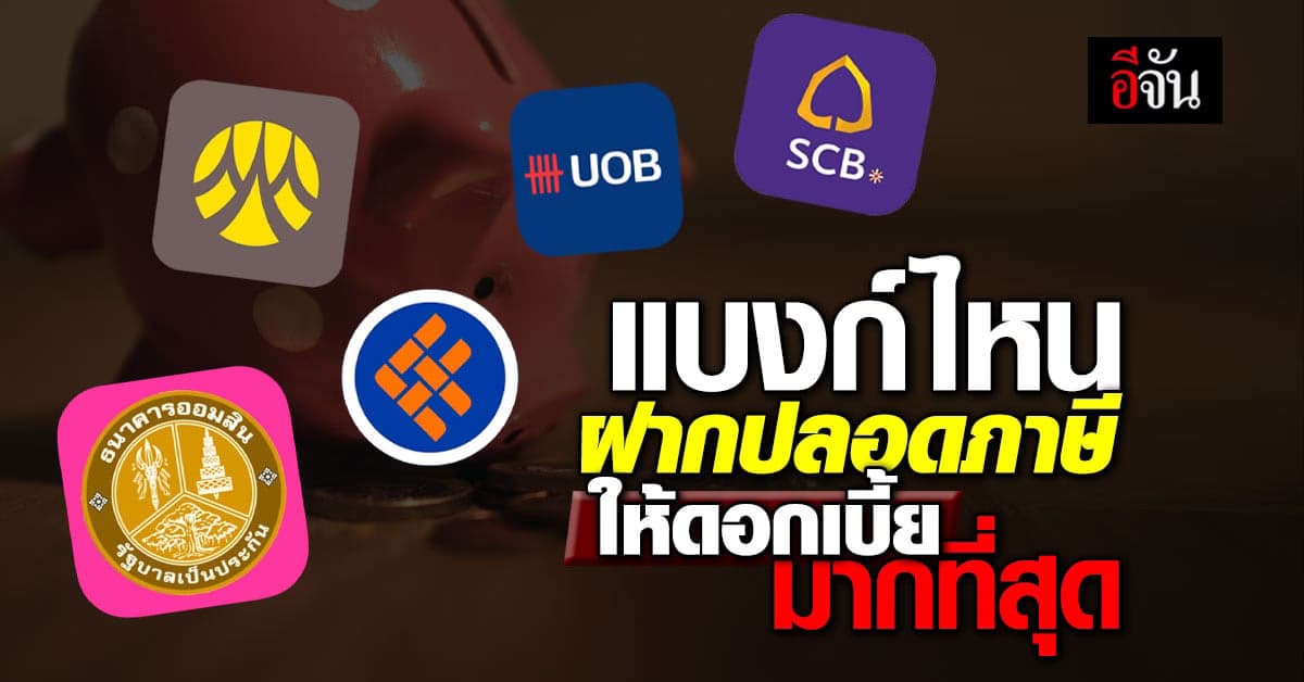 มัดรวม 10 แบงก์ ใจป๋า ให้ดอกเบี้ยฝากประจำปลอดภาษี มากที่สุด