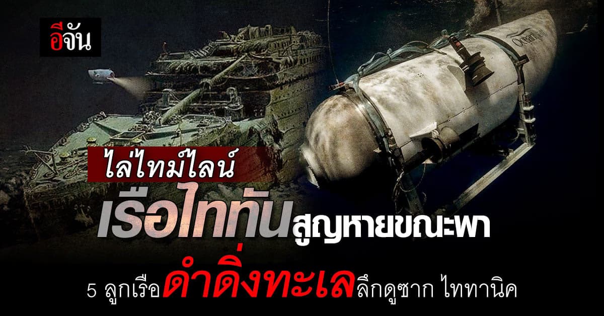 ไทม์ไลน์เรือไททันสูญหาย ขณะพา 5 ลูกเรือดำดิ่งทะเลลึกดูซากเรือ ไททานิค