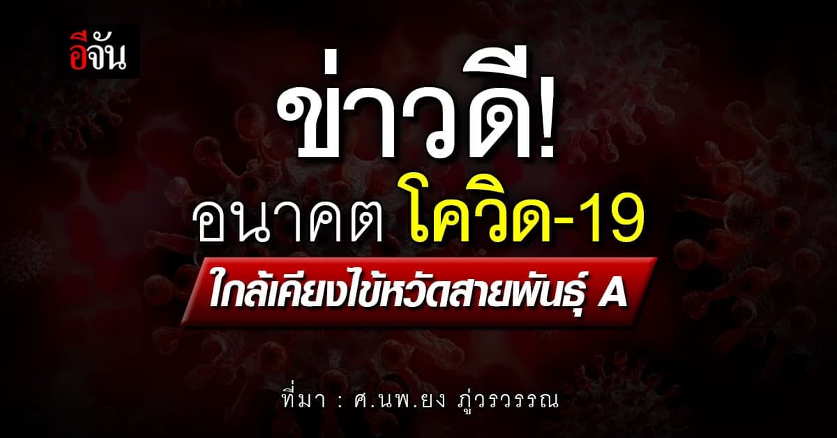 ข่าวดี! โควิด-19 แนวโน้มในอนาคตใกล้เคียงไข้หวัดสายพันธุ์ A