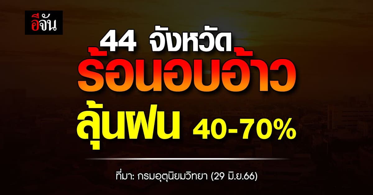 สภาพอากาศวันนี้ (29 มิ.ย.66) 44 จังหวัด ลุ้นฝนตกกระหน่ำ 40-70%