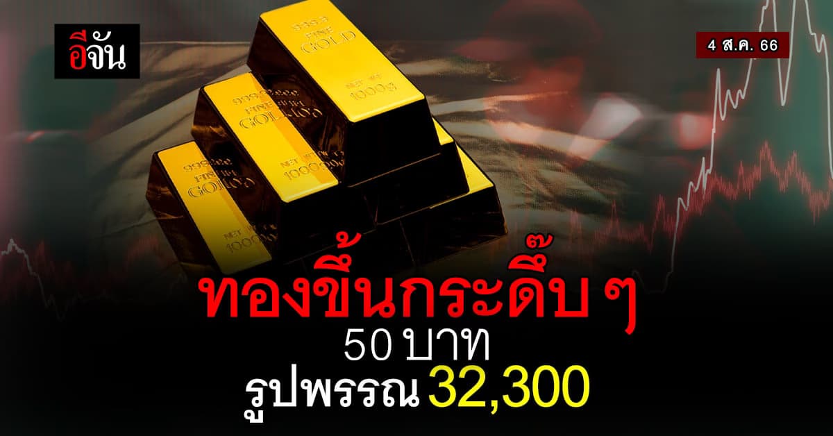 ราคาทองวันนี้ (4 ส.ค.66) ทองคำรูปพรรณ 32,300 บาท