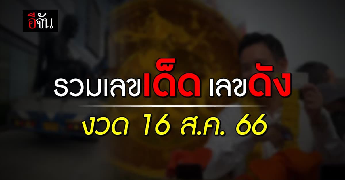 Live อัปเดต : รวมเลขเด็ด เลขดัง หวยงวดนี้ งวดวันที่ 16 ส.ค. 66