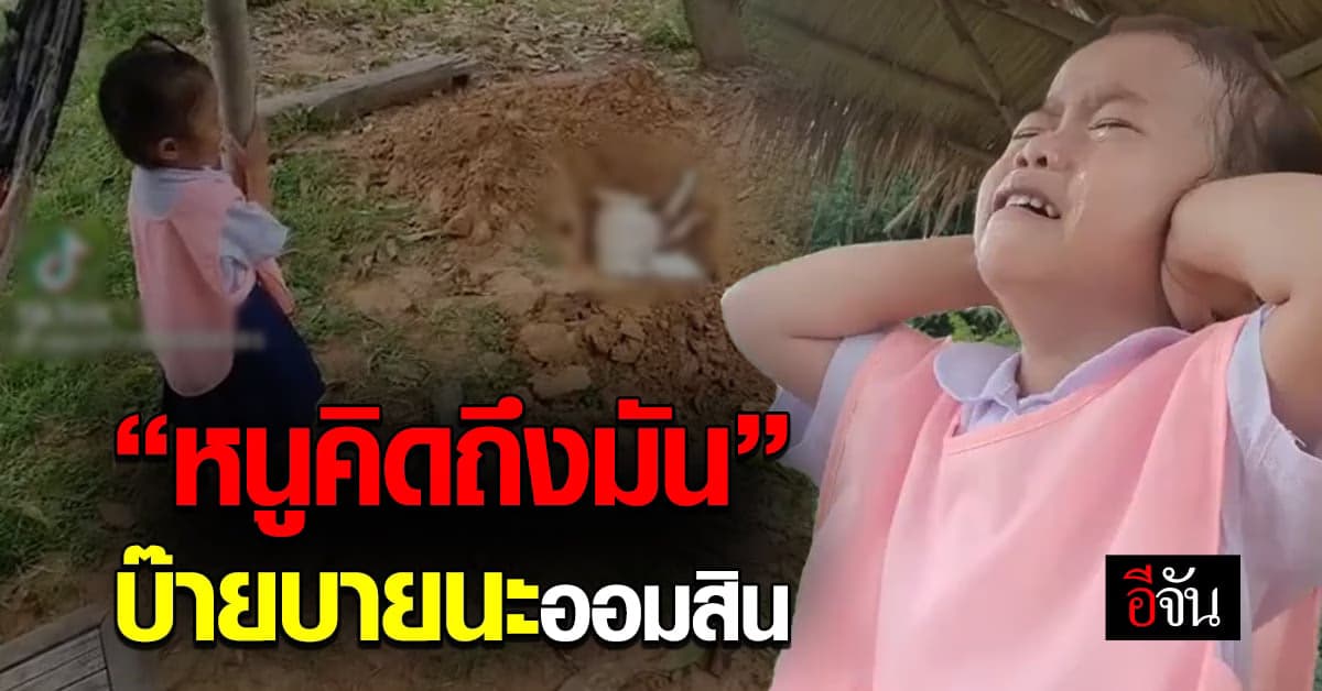 หนูน้อยร้องไห้หนักมาก หลังเจ้าหมาสุดรัก “ออมสิน” จากไปตลอดกาล