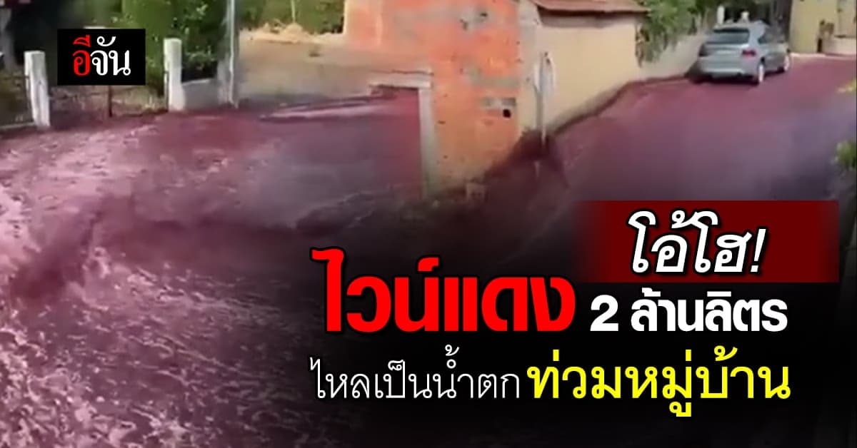 กลิ่นลึ่ม! ไวน์แดง 2.2 ล้านลิตร ไหลเป็นน้ำตก ทะลักท่วมทั้งหมู่บ้าน