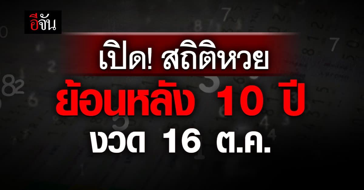 มาแล้ว! สถิติหวย งวด 16 ต.ค. ย้อนหลัง 10 ปี เลขเด็ดเพียบ