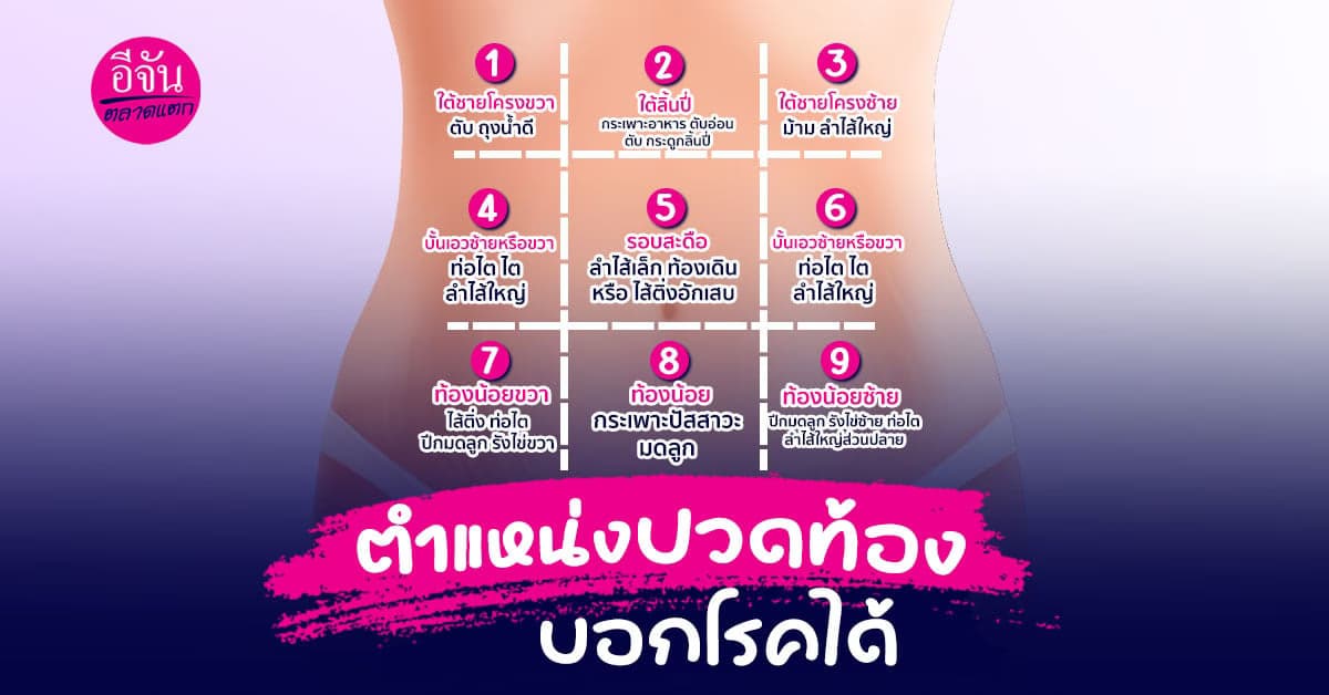ตำแหน่งปวดท้อง บอกอาการได้