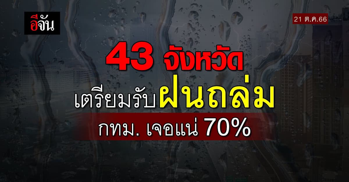 สภาพอากาศวันนี้ (21 ต.ค.66) 43 จังหวัด เตรียมรับฝนถล่มห่าใหญ่