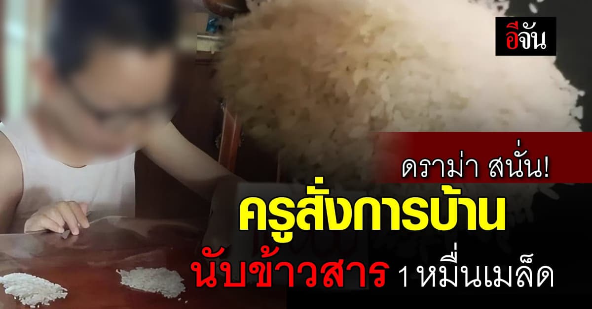 ผู้ปกครอง โอด! ครูสั่งการบ้าน นับข้าวสาร 1 หมื่นเมล็ด จนไม่ได้นอน
