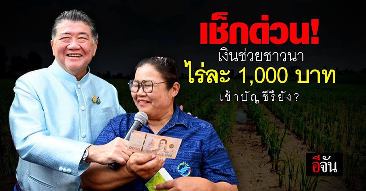 เช็กด่วน! ชาวนาแต่ละจังหวัด ได้เงินช่วยเหลือไร่ละ 1,000 บาท วันไหน?
