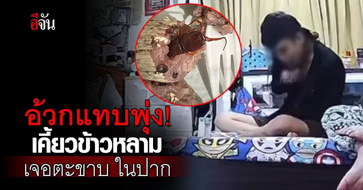 ขนลุก! หนุ่มกินข้าวหลาม เจอตะขาบ โผล่ทั้งตัว คายออกมาช็อก