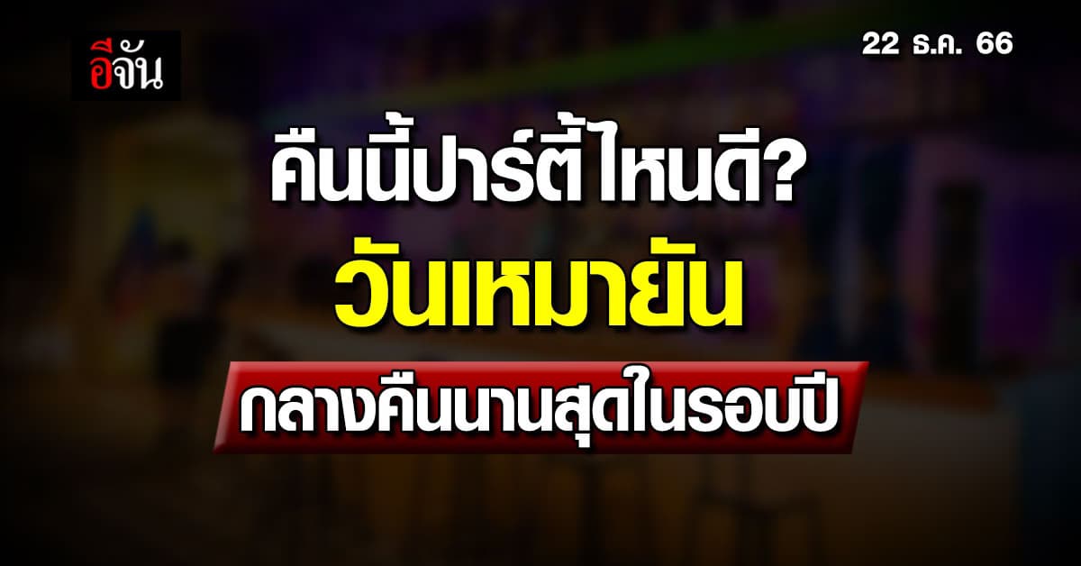 คืนนี้ 22 ธ.ค.66 ปาร์ตี้ไหนดี วันเหมายัน กลางคืนนานสุดในรอบปี 