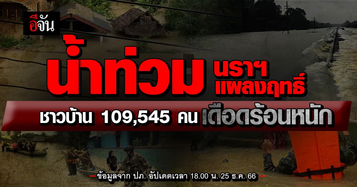 ปภ. นราฯ สรุปความเสียหาย หลัง น้ำท่วม 13 อำเภอ กระทบกว่าแสนคน