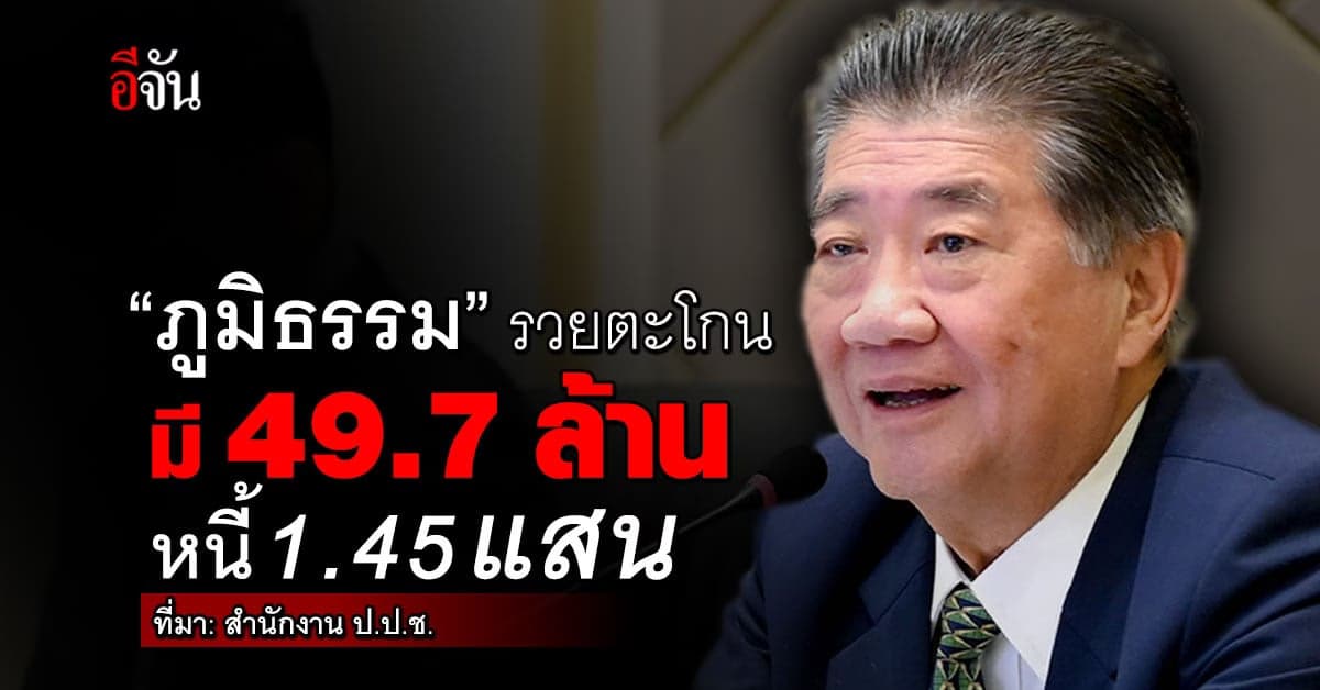‘ภูมิธรรม’ รวยตะโกน ป.ป.ช.เปิดเซฟ มี 49.7 ล้านบาท หนี้สิน 1.45 แสนบาท