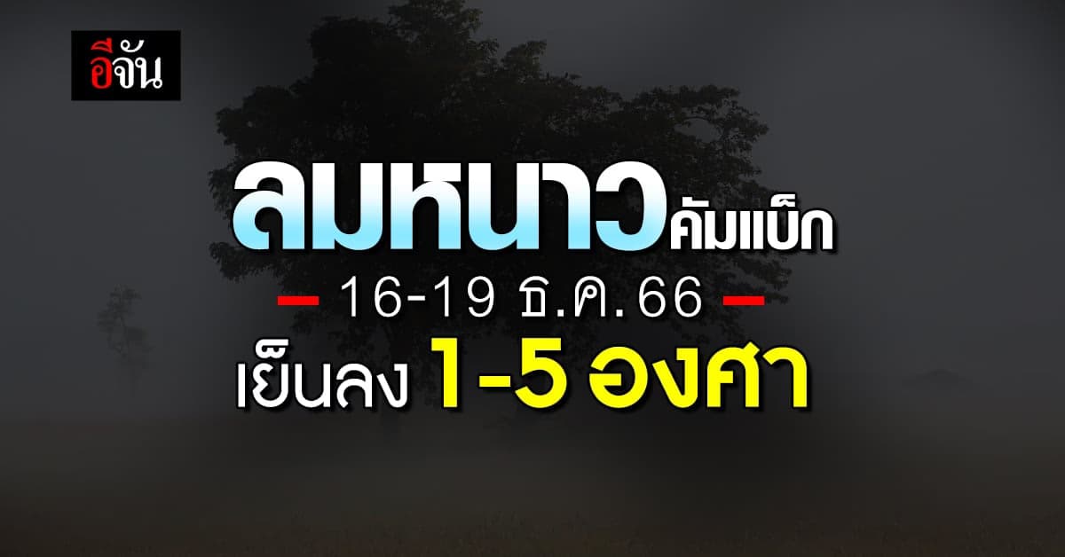 สภาพอากาศวันนี้ (15 ธ.ค.66) กรมอุตุฯ เตือนตอนบนมีฝน ฉุดเย็นลง 1-5 องศา