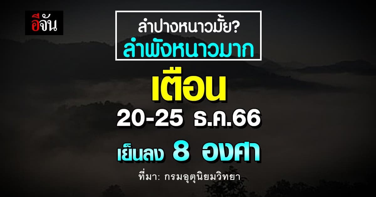 สภาพอากาศวันนี้ (19 ธ.ค.66) เตือนหนาว 20-25 ธ.ค.66 เย็นลง 2-8 องศา
