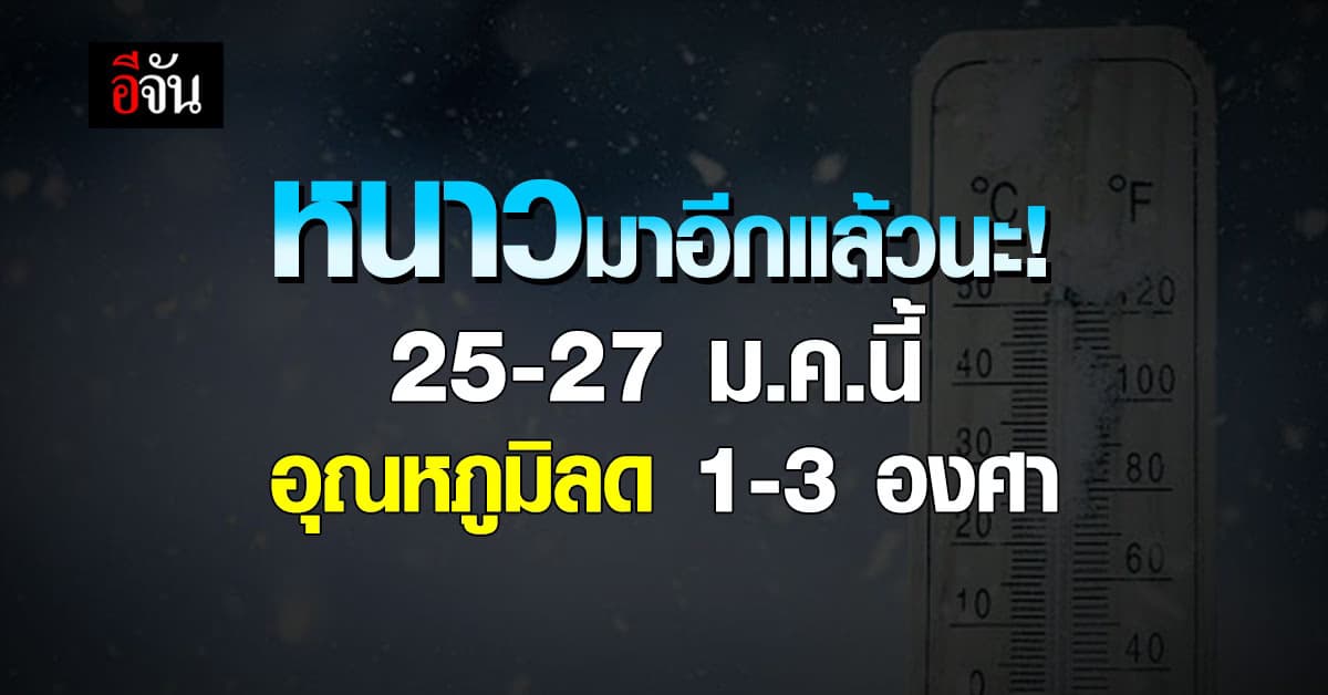 หนาวมาอีกแล้ว!  อุตุฯ ชี้ 25-27 ม.ค.นี้ อุณหภูมิลด 1-3 องศา