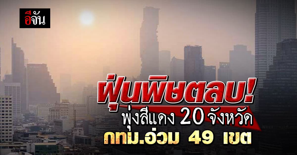 ฝุ่นพิษตลบ! พุ่งสีแดง 20 จังหวัด ‘กทม.’ อ่วม 49 เขต