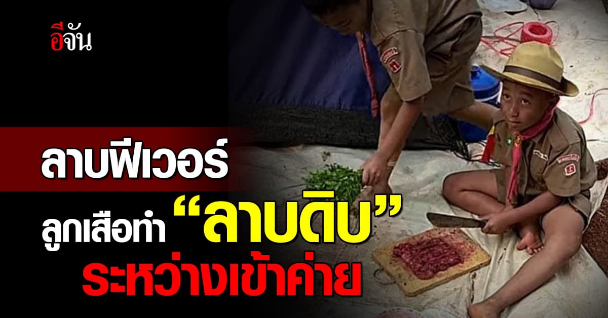 ลาบฟีเวอร์! ลูกเสือยุคใหม่ ช่วยกันทำ “ลาบดิบ” ระหว่างเข้าค่าย