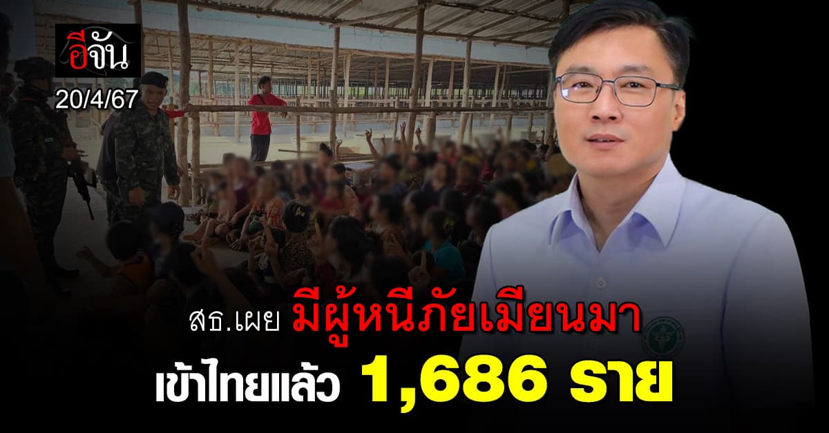 สธ.เผย มีผู้หนีภัยความไม่สงบเมียนมา เข้าไทยแล้ว 1,686 ราย