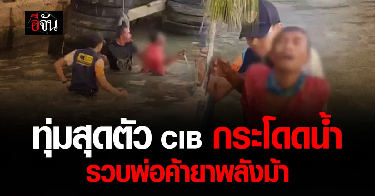 ตีกรรเชียงหนีก็ไม่รอดมือตำรวจ CIB ว่ายน้ำ ไล่จับพ่อค้ายาพลังม้า