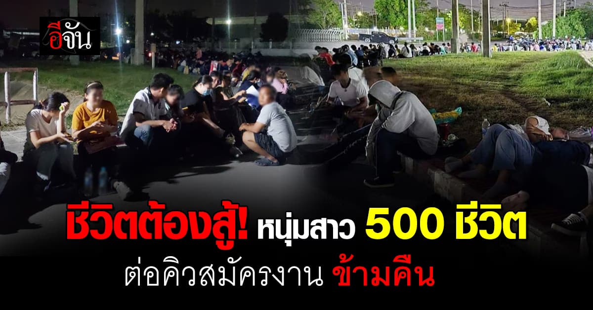 ชีวิตต้องสู้ หนุ่มสาว 500 ชีวิต ต่อคิวสมัครงาน บ.ดัง อมตะนคร ข้ามคืน