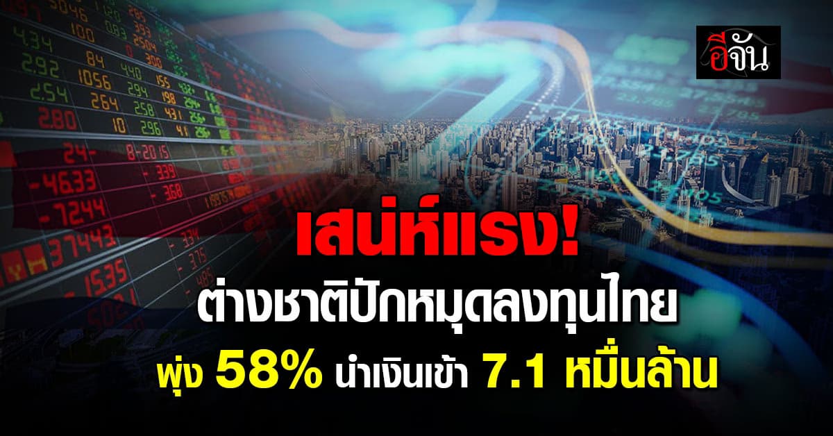 5 เดือนแรกปี 67 ต่างชาติปักหมุดลงทุนไทยพุ่ง 58% นำเงินเข้า 7.1 หมื่นล้านบาท
