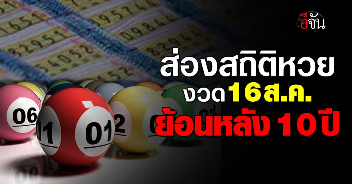 เลขเด็ดงวดนี้ ‘อีจัน’ พาส่องสถิติหวย งวด 16 ส.ค. ย้อนหลัง 10 ปี