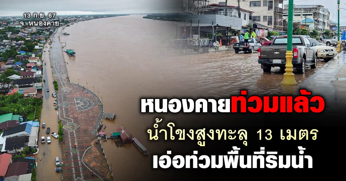 หนองคายท่วมแล้ว น้ำโขงสูงทะลุ 13 เมตร เอ่อท่วมพื้นที่ริมน้ำ