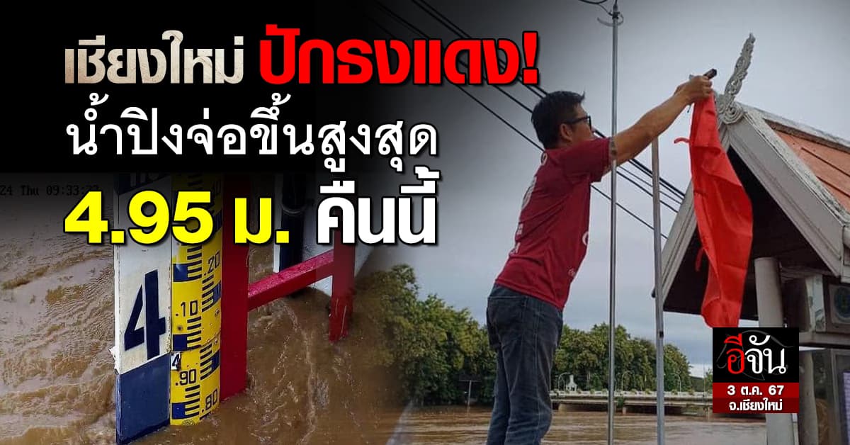 สำนักชลประทาน ที่ 1 ออกประกาศ เฝ้าระวังระดับน้ำปิง จ่อขึ้นสูงสุด 4.95 เมตร